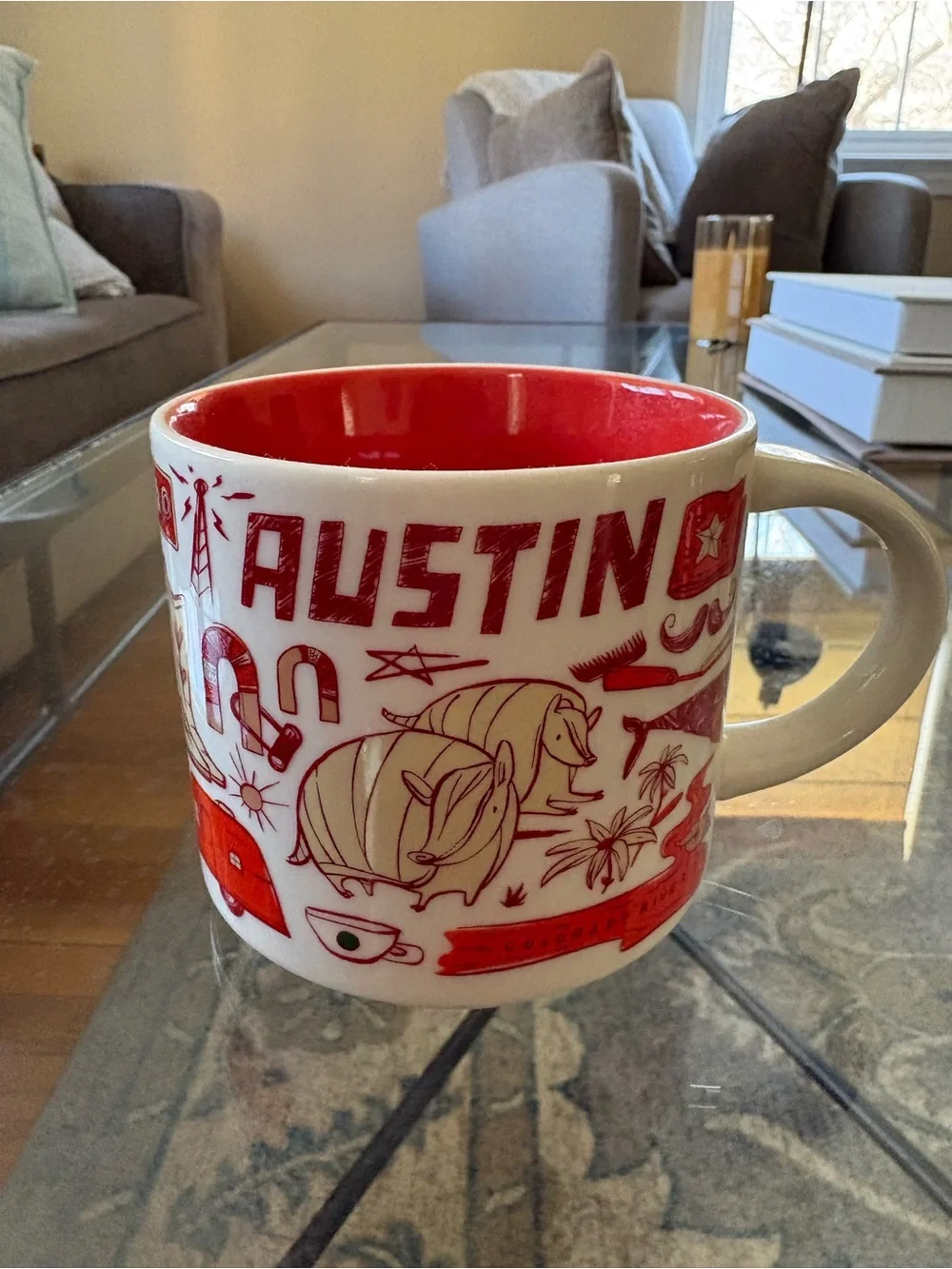 Starbucks Austin Red and White Ceramic City Mug